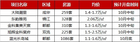 2019年1-9月成都项目销售TOP10 